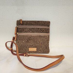 Dooney & Bourke North South Triple Zip Crossbody Shoulder Bag Topographic *RARE*